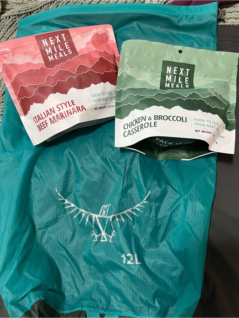 Backpacking meals and Osprey stuff sack bundle